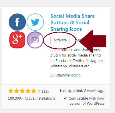 activate wordpress plugin button